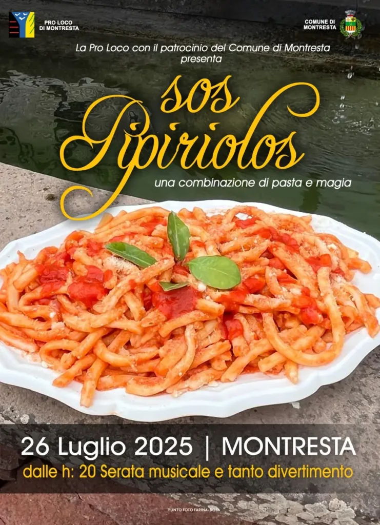 Manifesto e programma 2025 della Sagra del Sos Pipiriolos a Montresta